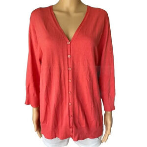 Evie Women's 2X Button Up Silk Blend Knit Cardigan Sweater 3/4 Sleeve V Neck